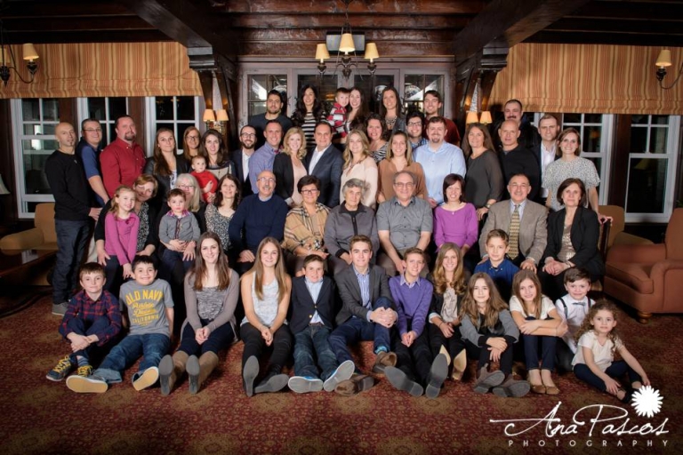 Multi-generation large extended family portrait Toronto